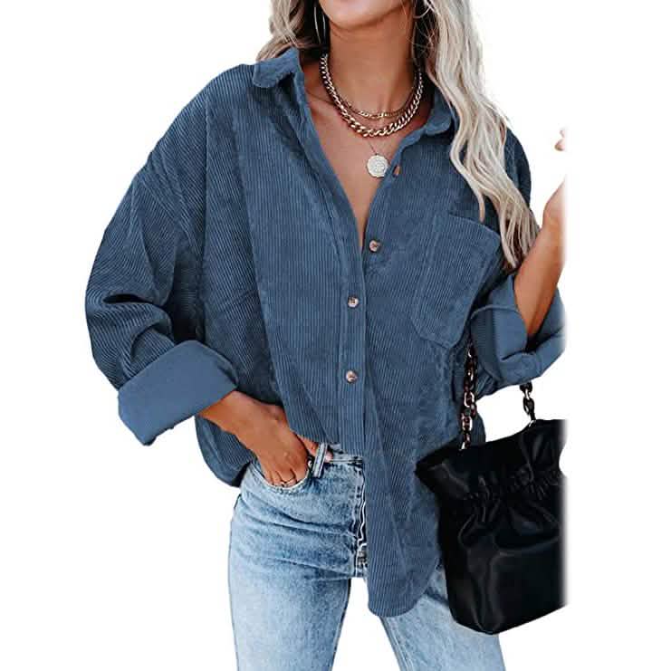 Women's Corduroy Shirts Casual Long Sleeve Top DailySale