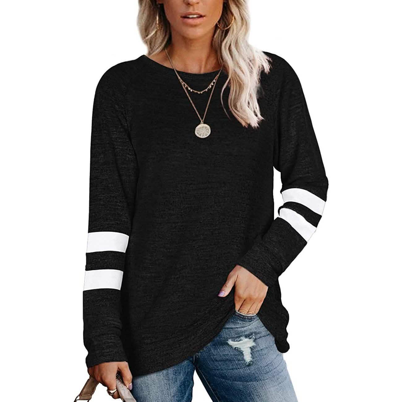 Women's Crewneck Sweatshirts Long Sleeve Sweaters Tunic Tops DailySale