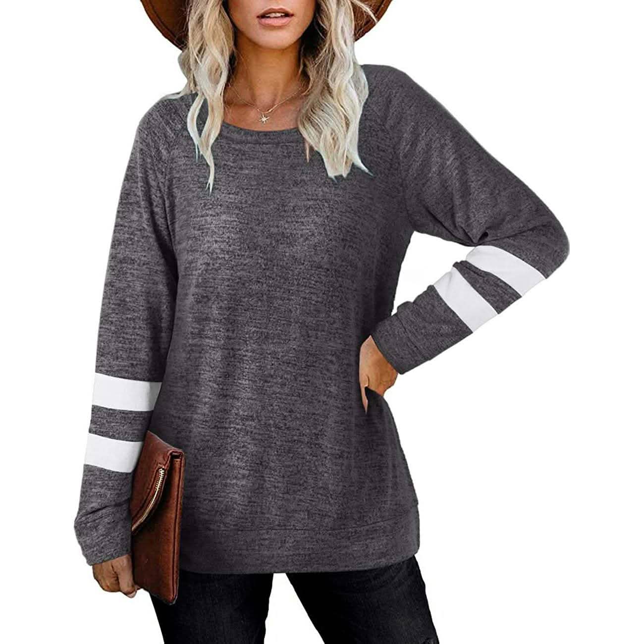 Women's Crewneck Sweatshirts Long Sleeve Sweaters Tunic Tops DailySale