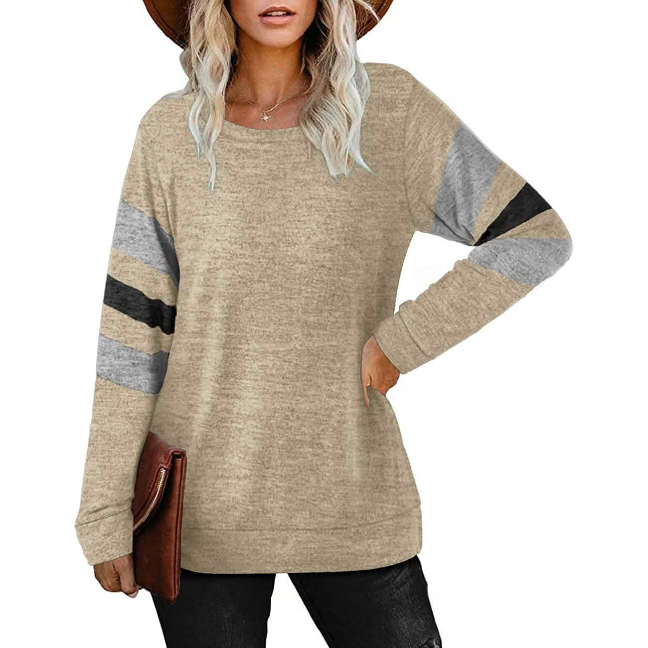 Women's Crewneck Sweatshirts Long Sleeve Sweaters Tunic Tops DailySale