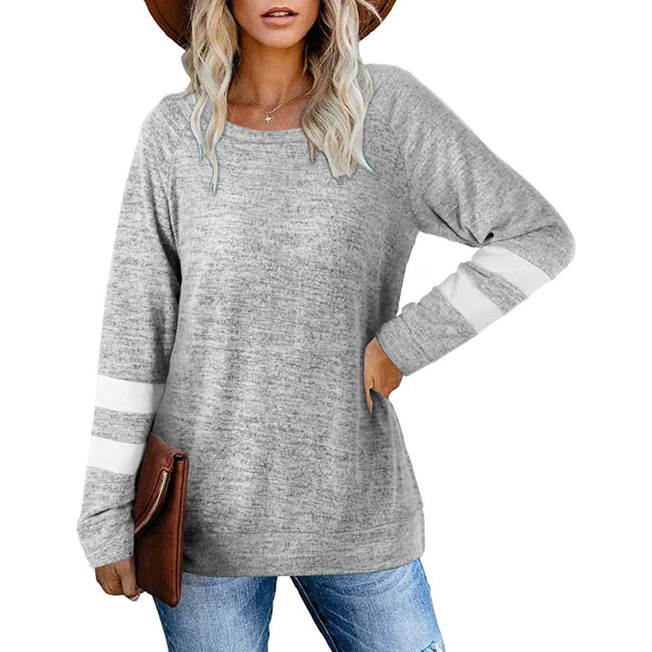 Women's Crewneck Sweatshirts Long Sleeve Sweaters Tunic Tops DailySale
