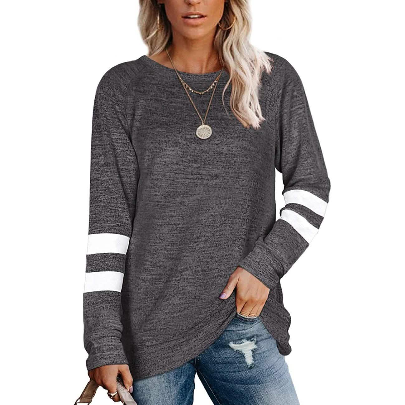 Women's Crewneck Sweatshirts Long Sleeve Sweaters Tunic Tops DailySale