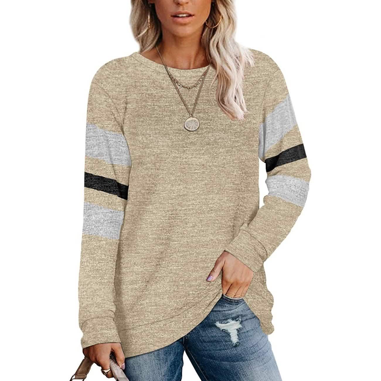 Women's Crewneck Sweatshirts Long Sleeve Sweaters Tunic Tops DailySale