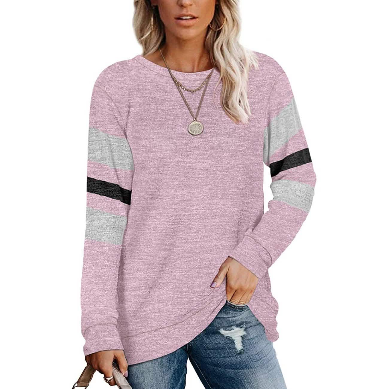 Women's Crewneck Sweatshirts Long Sleeve Sweaters Tunic Tops DailySale