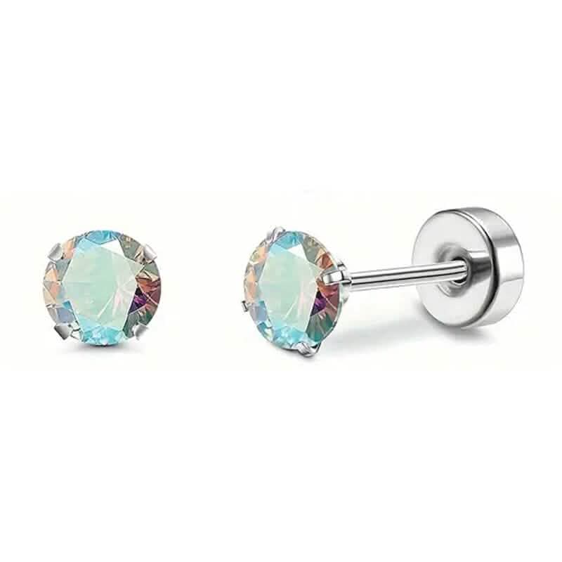 Women's Cubic Zirconia Surgical Stainless Steel Flat Back Earrings DailySale