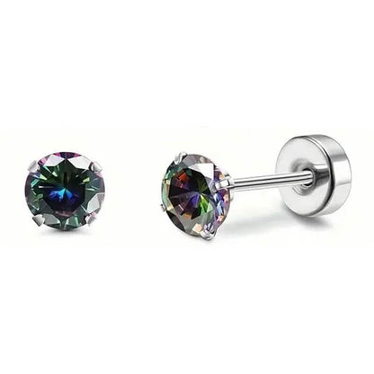 Women's Cubic Zirconia Surgical Stainless Steel Flat Back Earrings DailySale