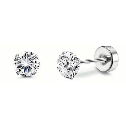 Women's Cubic Zirconia Surgical Stainless Steel Flat Back Earrings DailySale