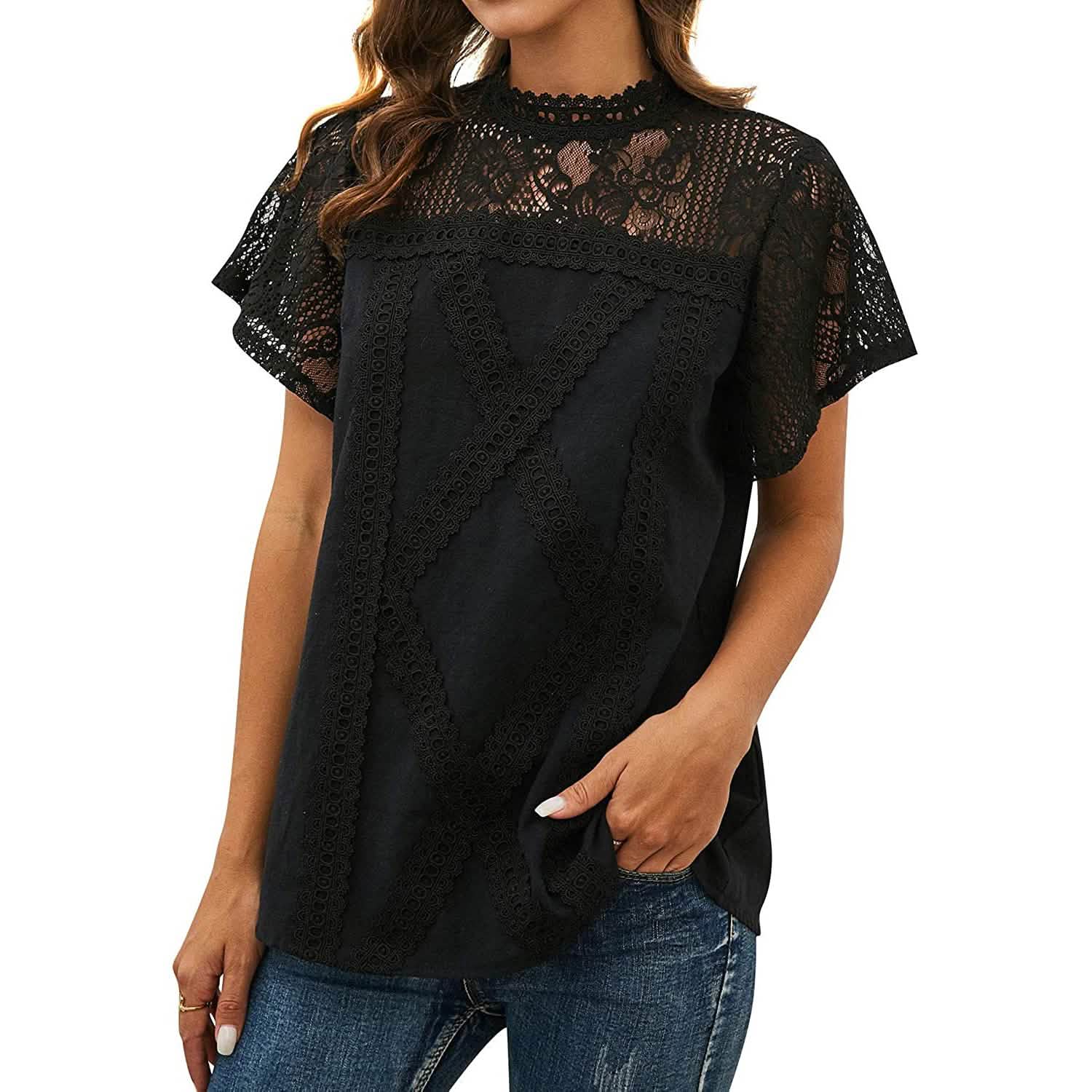 Women's Cute Lace Shirt Top T-Shirt DailySale