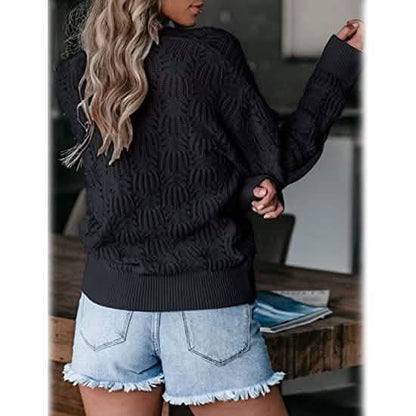 Women's Deep V Neck Long Sleeve Crochet Tops DailySale