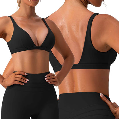 Women's Deep V-Neck U-Shaped Back Sports Bra DailySale
