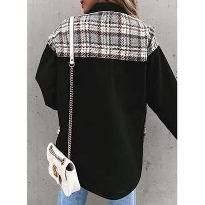 Women's Denim Jacket Long Sleeve Plaid Button Down Shirts Shacket DailySale