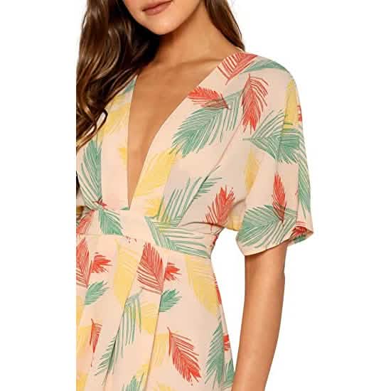 Women's Ditsy Floral Plunge Neck Knot Front A Line Short Dress DailySale