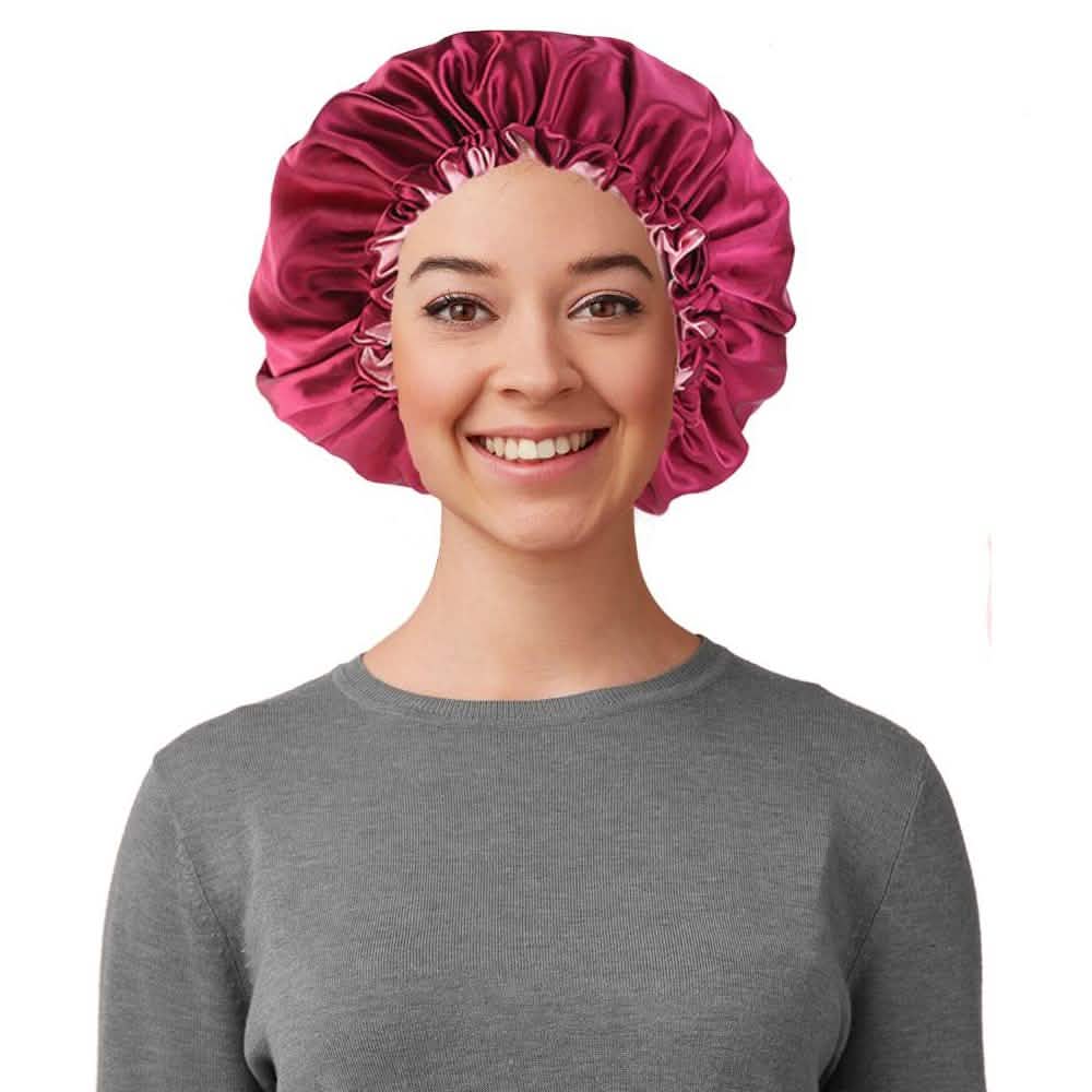 Women's Double Layer Reversible Silky Satin Headscarf Sleeping Bonnet Hat Headband DailySale