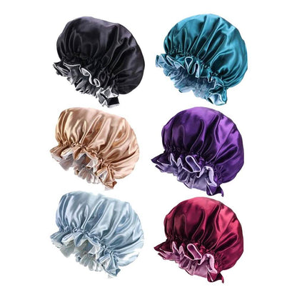 Women's Double Layer Reversible Silky Satin Headscarf Sleeping Bonnet Hat Headband DailySale