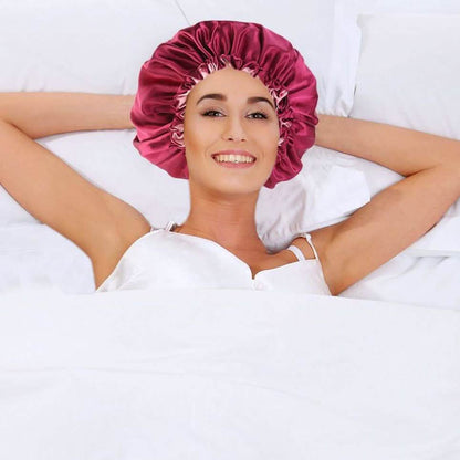 Women's Double Layer Reversible Silky Satin Headscarf Sleeping Bonnet Hat Headband DailySale
