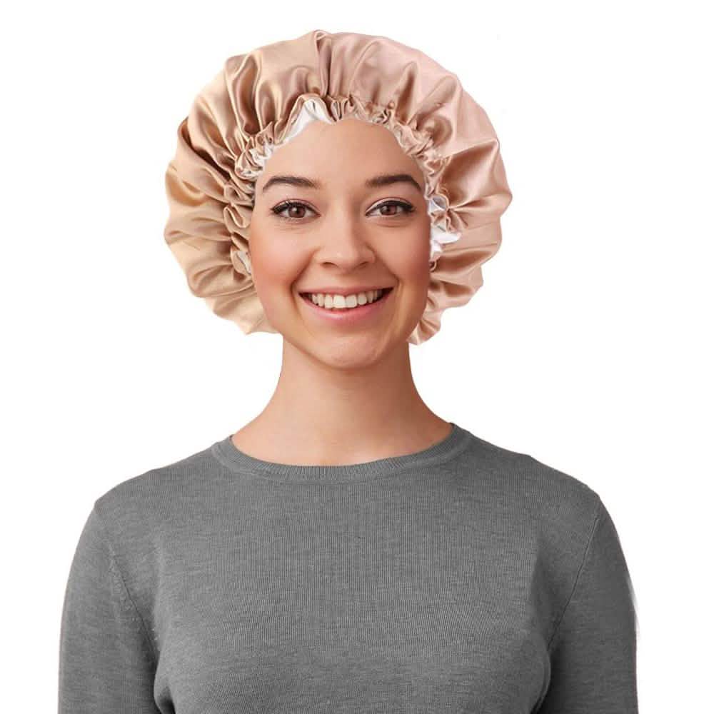 Women's Double Layer Reversible Silky Satin Headscarf Sleeping Bonnet Hat Headband DailySale