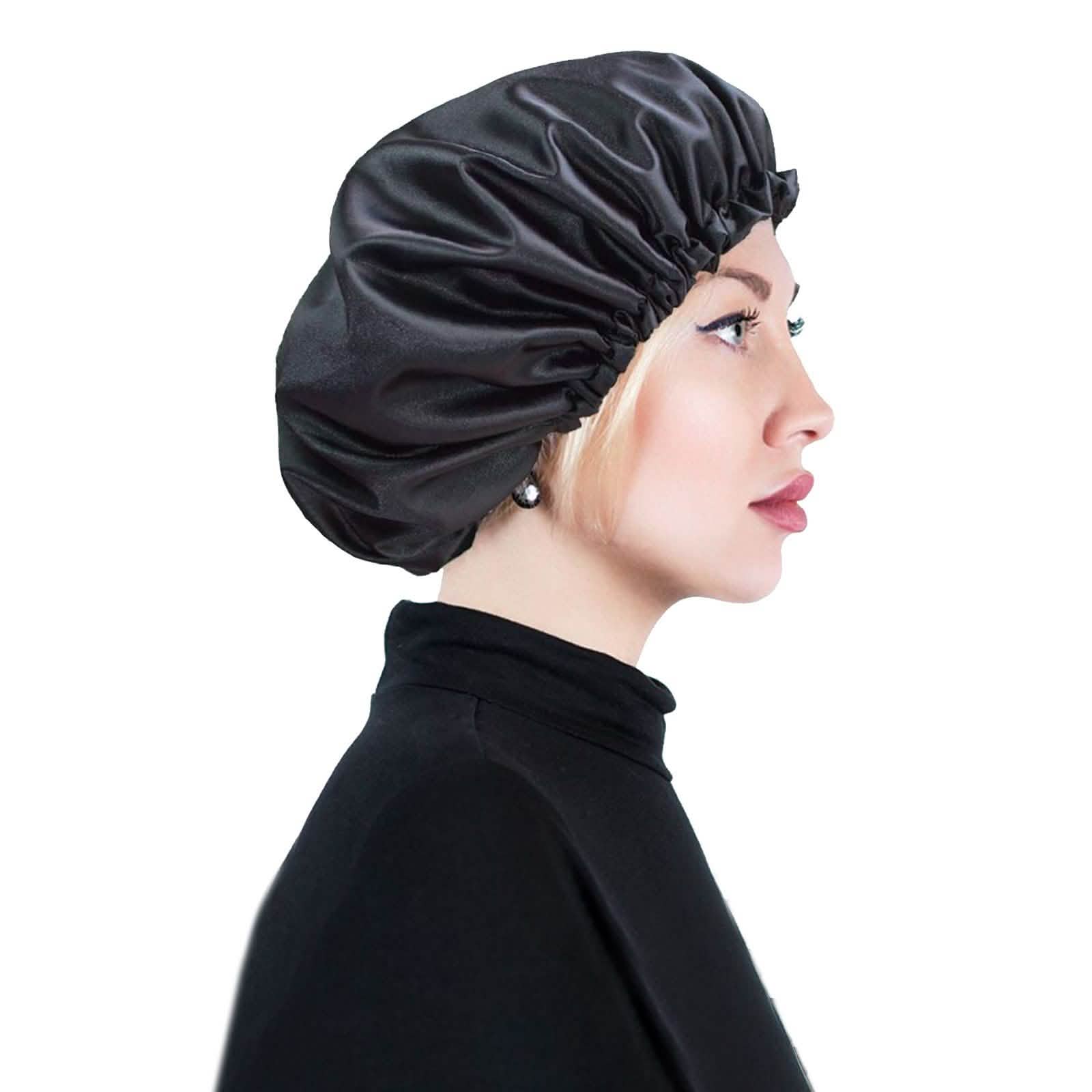 Women's Double Layer Reversible Silky Satin Headscarf Sleeping Bonnet Hat Headband DailySale