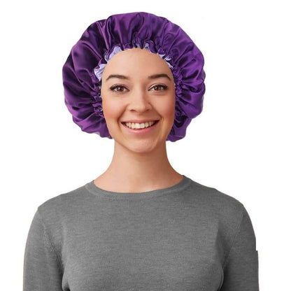 Women's Double Layer Reversible Silky Satin Headscarf Sleeping Bonnet Hat Headband DailySale