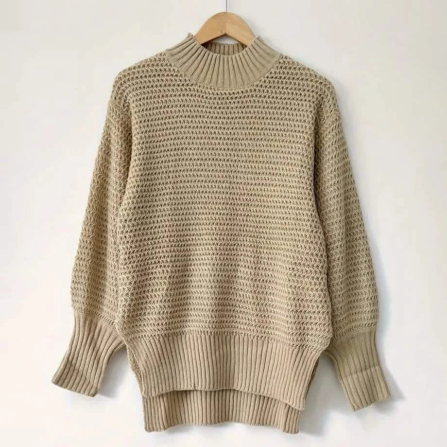 Women's Elegant Long Sleeve High-Low Hem Mock Neck Sweater DailySale