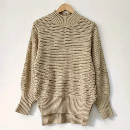 Women's Elegant Long Sleeve High-Low Hem Mock Neck Sweater DailySale