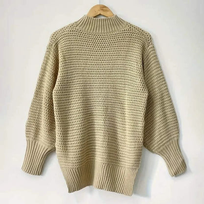 Women's Elegant Long Sleeve High-Low Hem Mock Neck Sweater DailySale