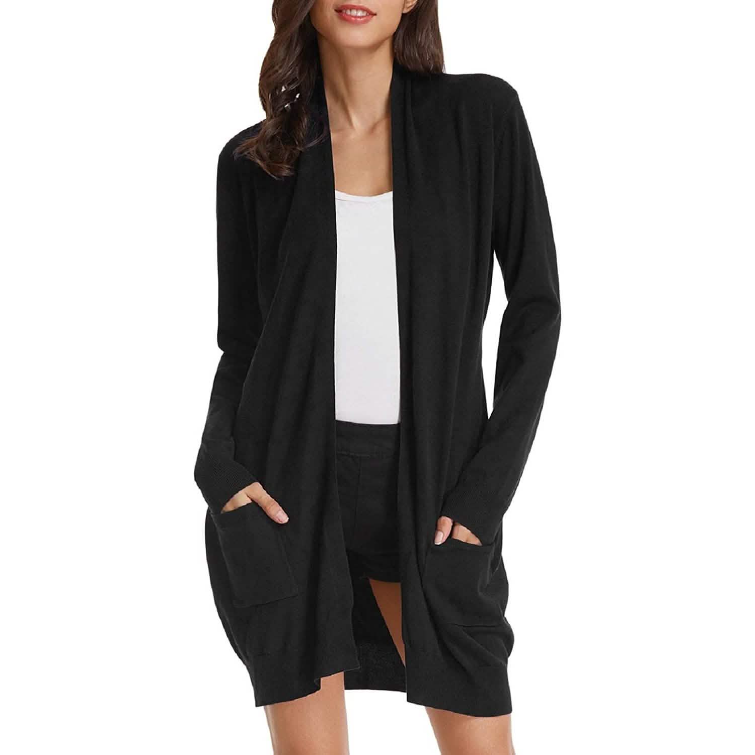 Women's Essential Solid Open Front Long Knited Cardigan Sweater DailySale