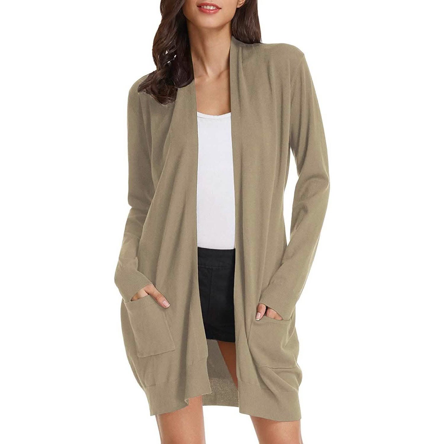 Women's Essential Solid Open Front Long Knited Cardigan Sweater DailySale