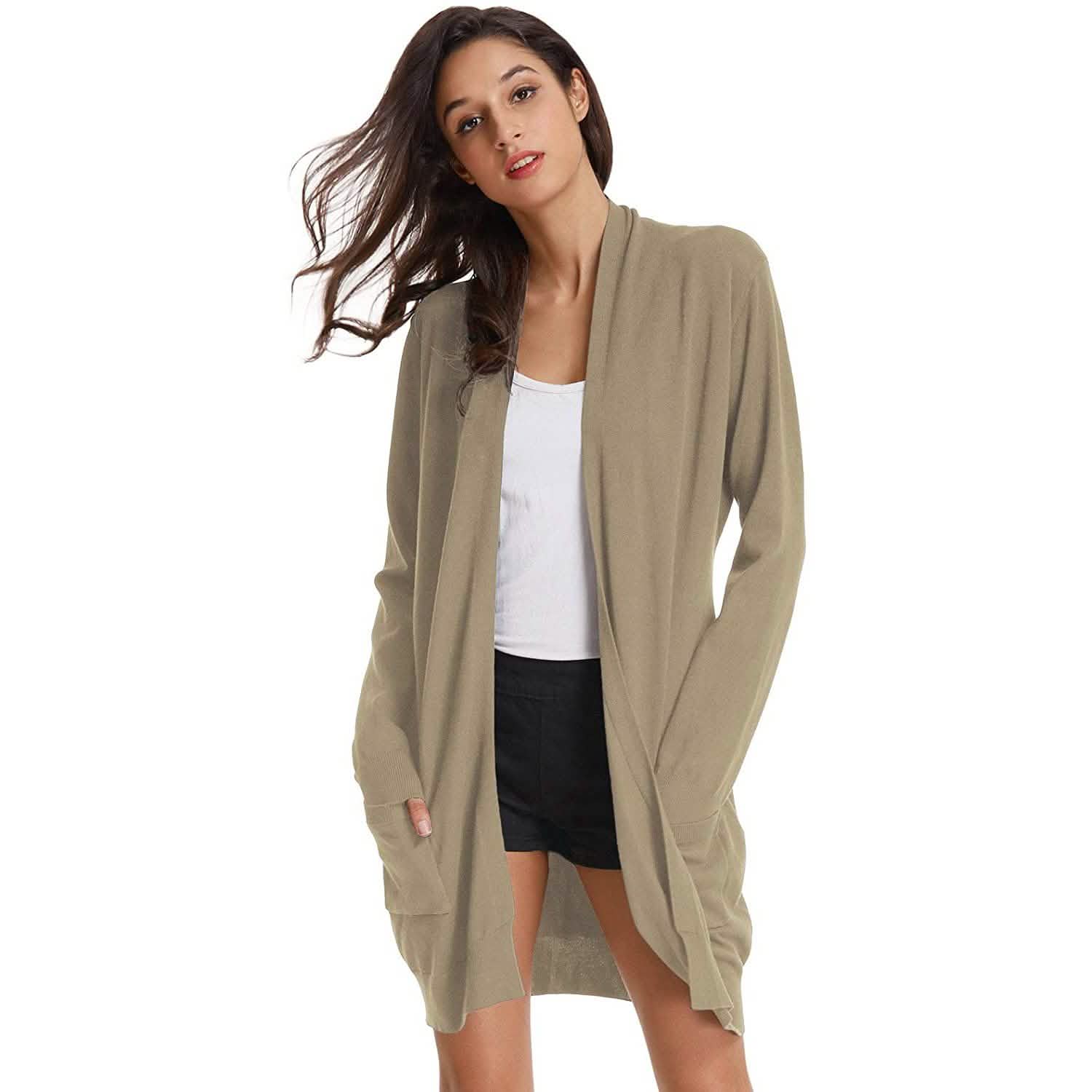 Women's Essential Solid Open Front Long Knited Cardigan Sweater DailySale