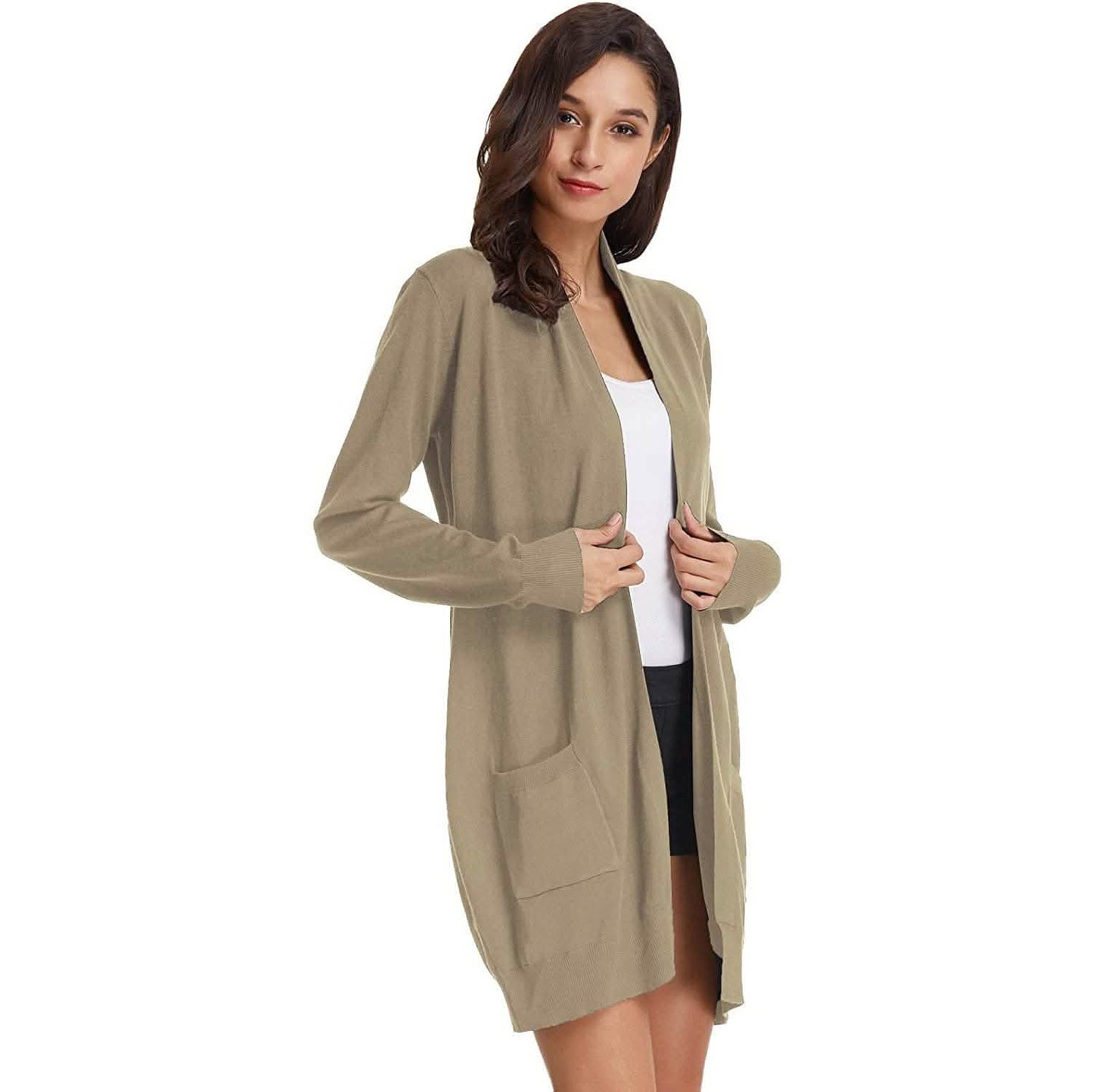 Women's Essential Solid Open Front Long Knited Cardigan Sweater DailySale