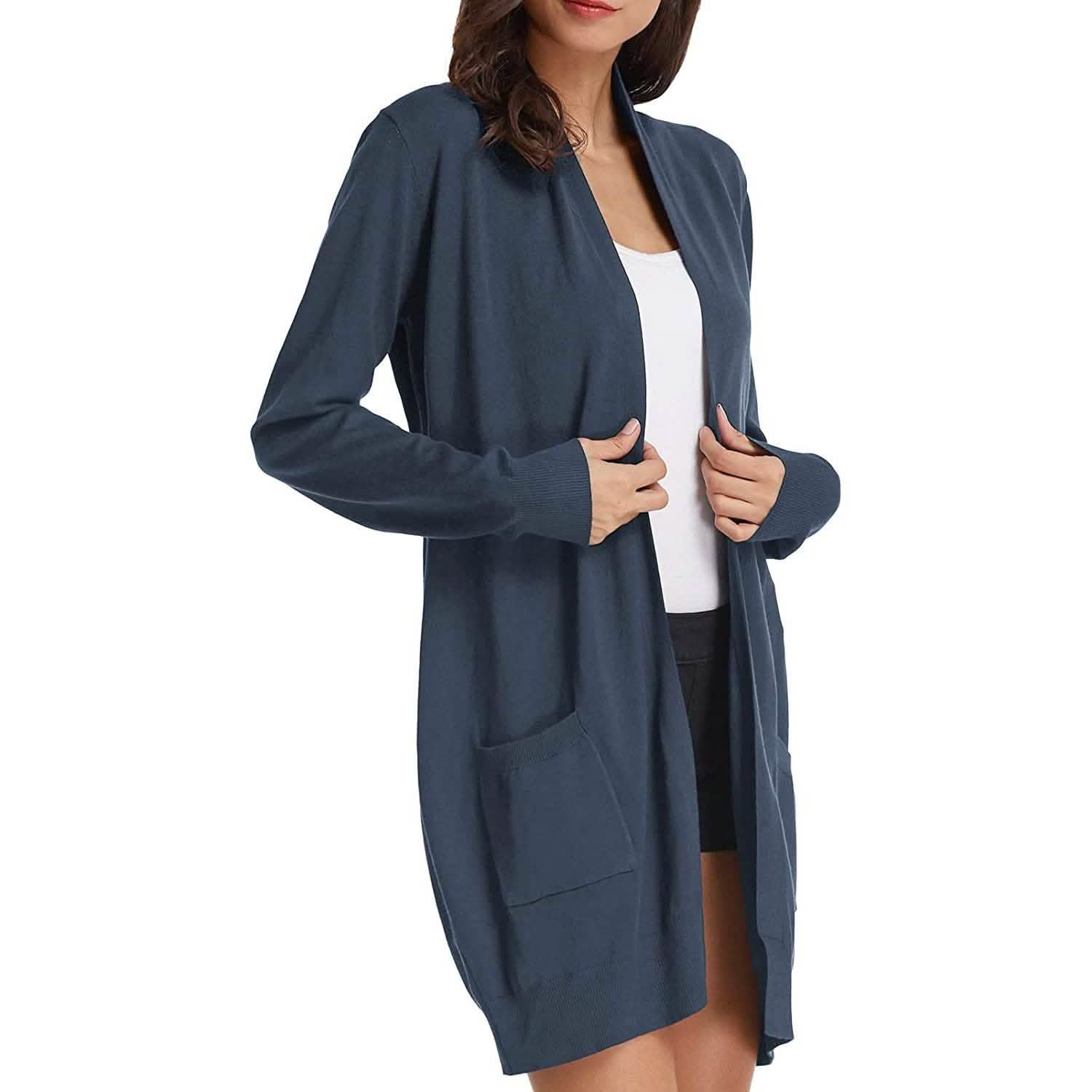 Women's Essential Solid Open Front Long Knited Cardigan Sweater DailySale