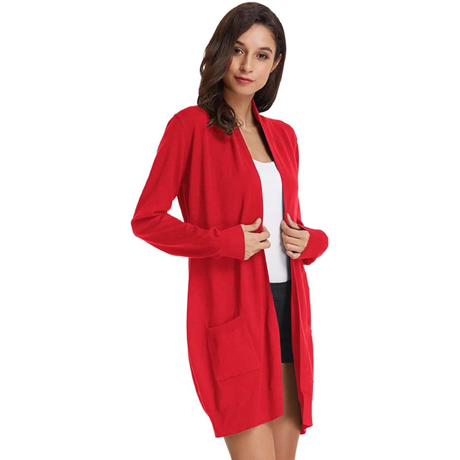 Women's Essential Solid Open Front Long Knited Cardigan Sweater DailySale