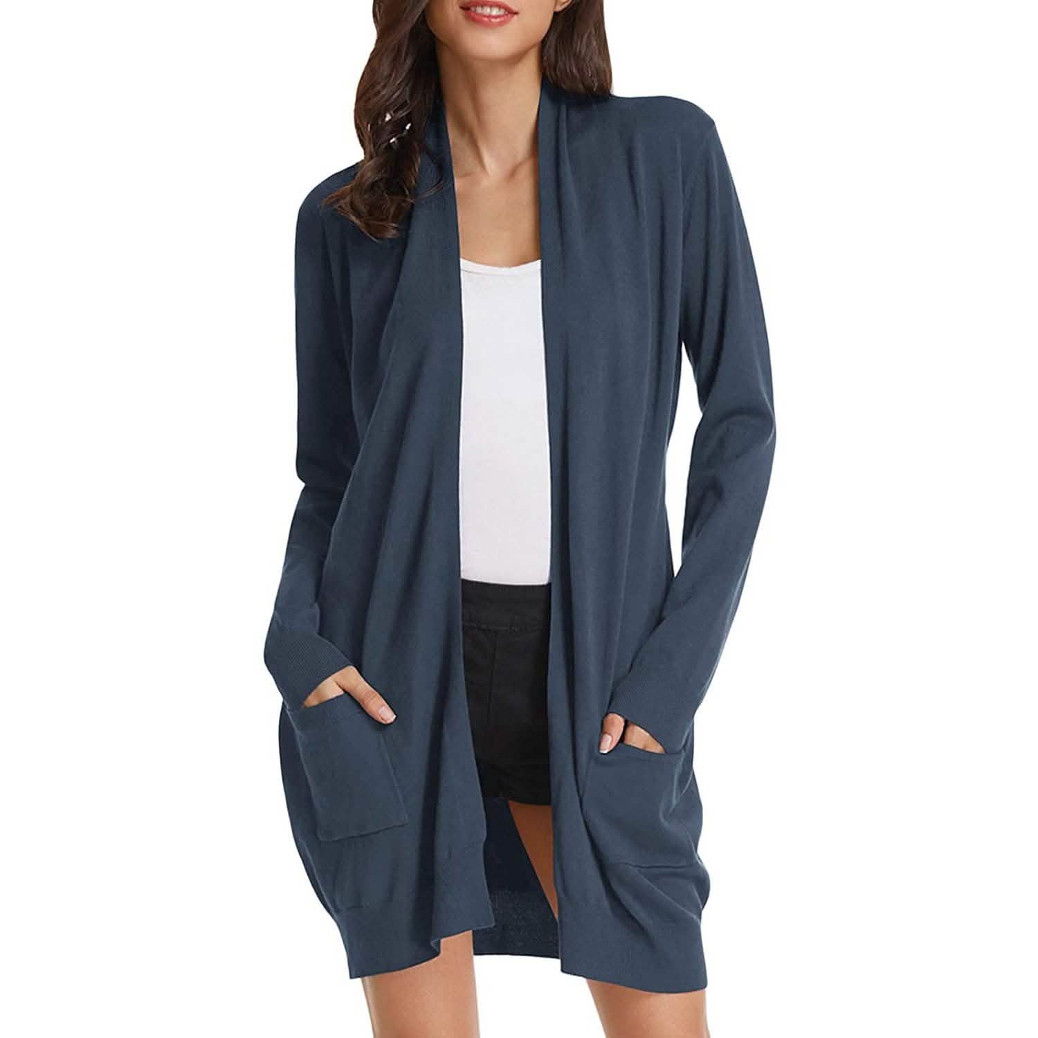 Women's Essential Solid Open Front Long Knited Cardigan Sweater DailySale