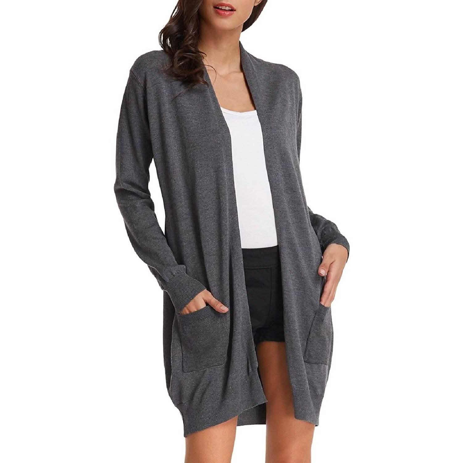 Women's Essential Solid Open Front Long Knited Cardigan Sweater DailySale
