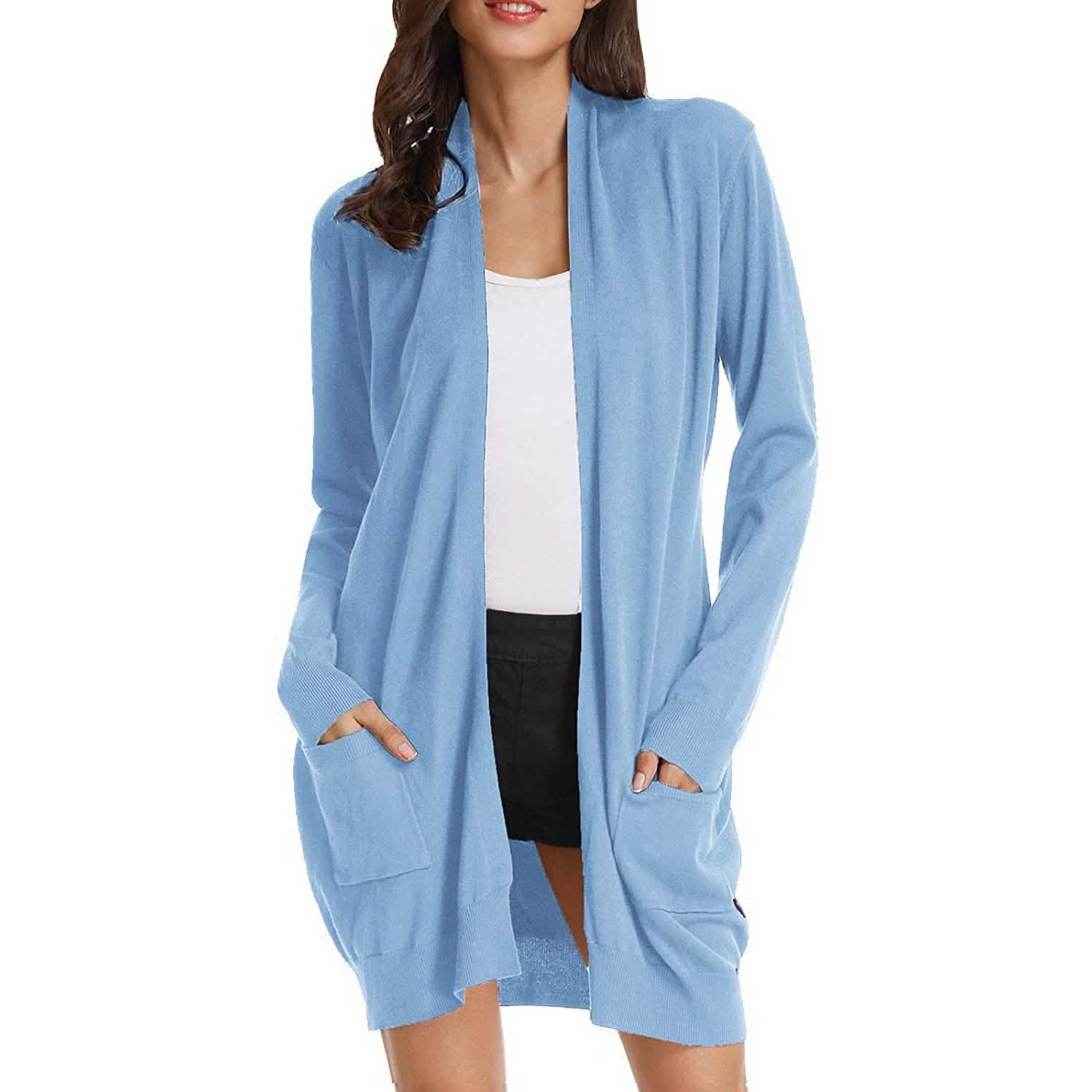 Women's Essential Solid Open Front Long Knited Cardigan Sweater DailySale