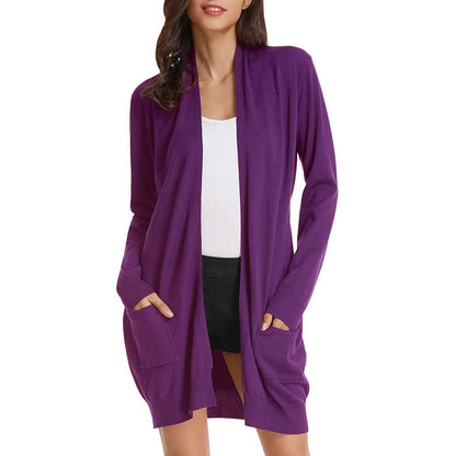 Women's Essential Solid Open Front Long Knited Cardigan Sweater DailySale