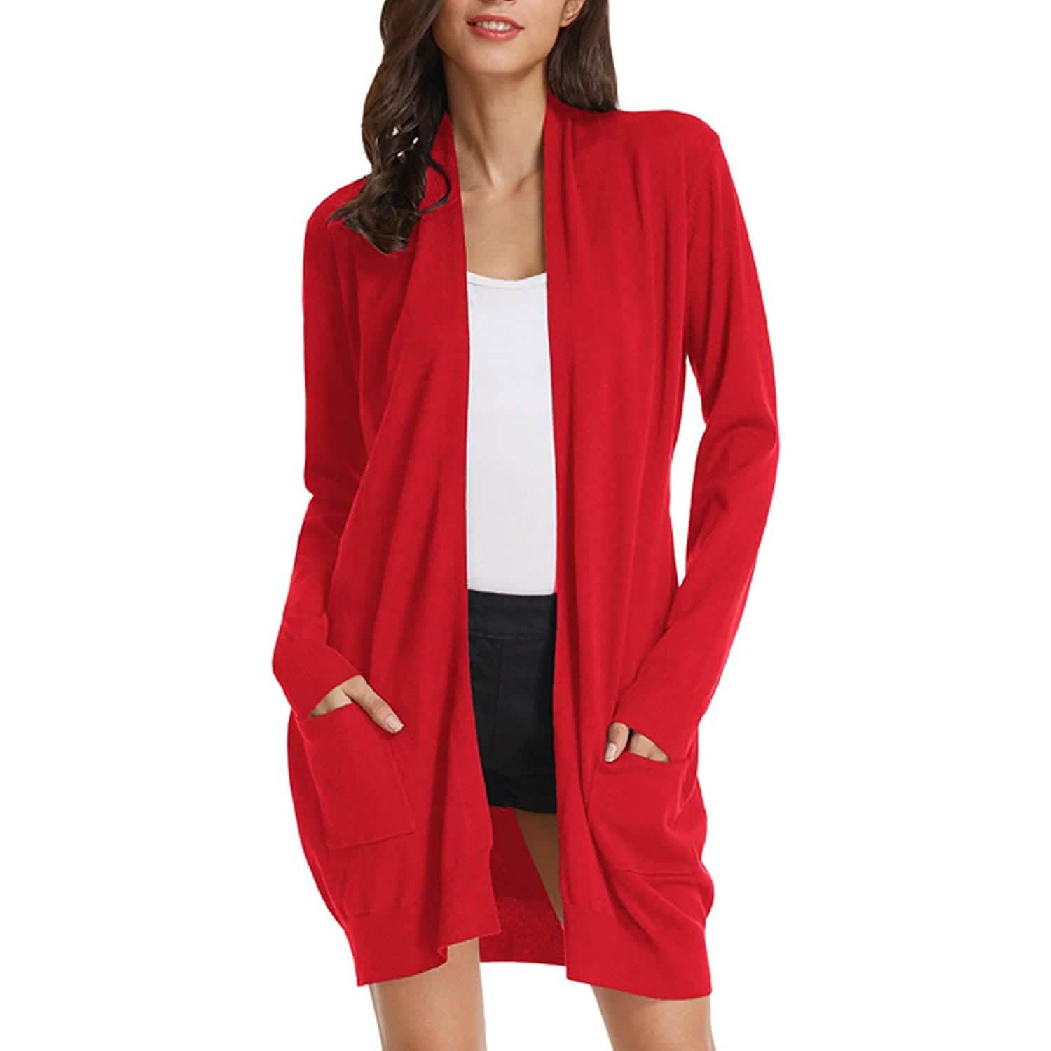 Women's Essential Solid Open Front Long Knited Cardigan Sweater DailySale