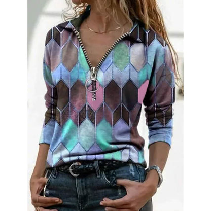 Women's Everyday V Neck Printed Long Sleeves DailySale