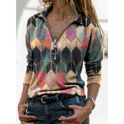 Women's Everyday V Neck Printed Long Sleeves DailySale