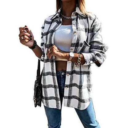 Women's Fall Clothes Plaid  Jacket Long Sleeve DailySale