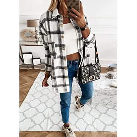 Women's Fall Clothes Plaid  Jacket Long Sleeve DailySale