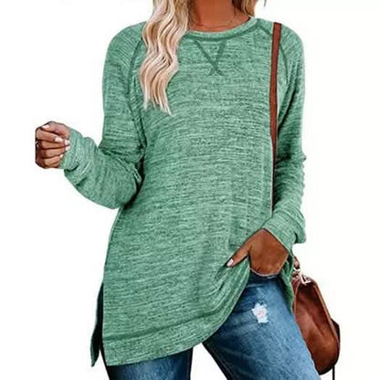 Women's Fall Long Sleeve Side Split Loose Casual Pullover Tunic Tops DailySale