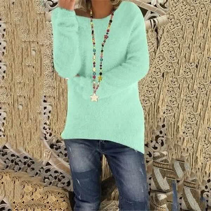 Women's Fashion Autumn and Winter Long Sleeve Knitted Sweaters Solid Color Warm Pullover Tops DailySale