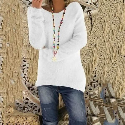 Women's Fashion Autumn and Winter Long Sleeve Knitted Sweaters Solid Color Warm Pullover Tops DailySale