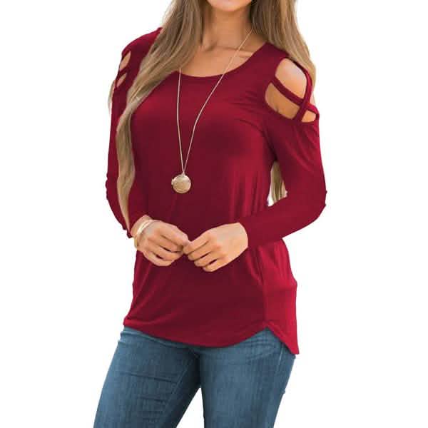 Womens Fashion Casual Loose Tunic Long Sleeved Shoulder Shirt DailySale
