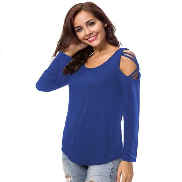 Womens Fashion Casual Loose Tunic Long Sleeved Shoulder Shirt DailySale