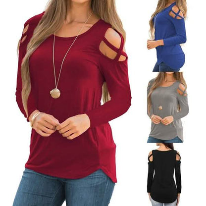 Womens Fashion Casual Loose Tunic Long Sleeved Shoulder Shirt DailySale
