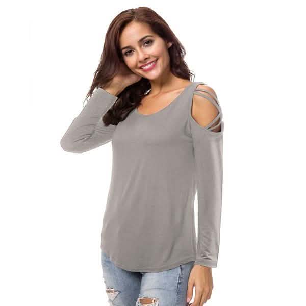 Womens Fashion Casual Loose Tunic Long Sleeved Shoulder Shirt DailySale
