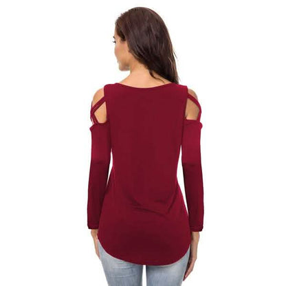 Womens Fashion Casual Loose Tunic Long Sleeved Shoulder Shirt DailySale
