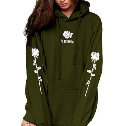 Women's Fashion Casual Tops Rose Print Warm Hoodies DailySale