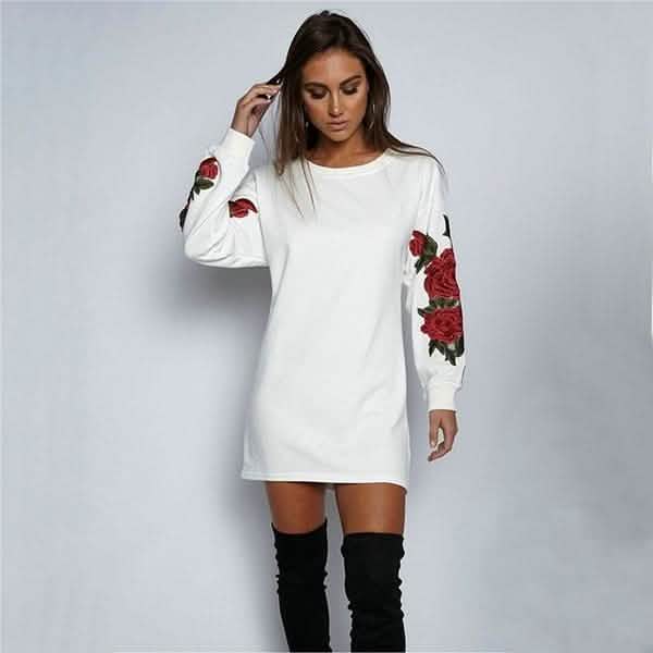 Women's Fashion Embroidery Long Sleeve Sweater Dress DailySale